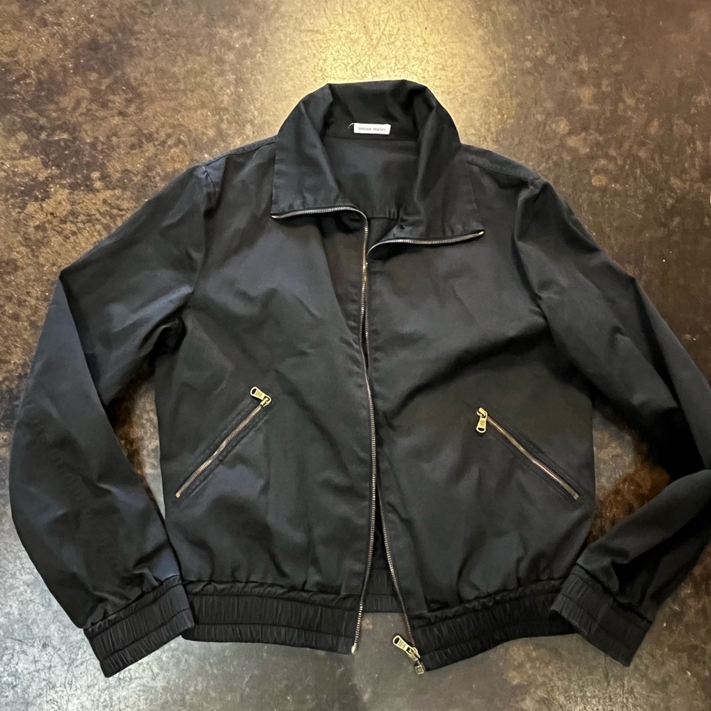 Tomas Maier Blue cotton  Bomber Jacket with Ribbed Details 4